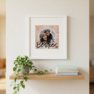 Best Friend Rose Gold Glitter Photo Poster