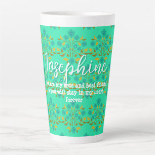 Best Friend Saying Astor Bouquet Turquoise Latte Mug