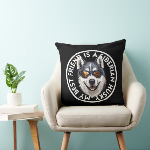 Best Friend Siberian Husky Throw Pillow