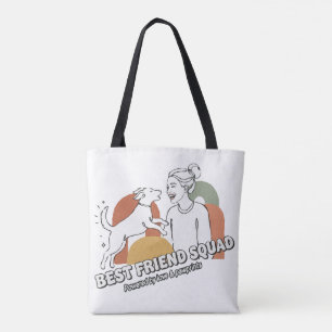 Best Friend Squad Dog Mom Boho Line Art Tote Bag