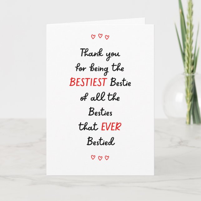 Best Friend Thank you Bestie Card (Front)