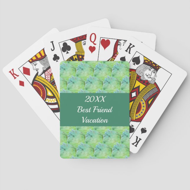 Best Friend Vacation Artistic Green Girls Trip Playing Cards (Back)