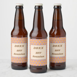 Best Friend Weekend Blue Peach Polka Dot BFF Beer Bottle Label