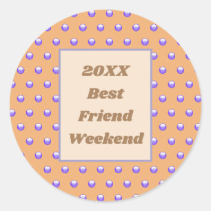 Best Friend Weekend Blue Peach Polka Dot BFF Classic Round Sticker