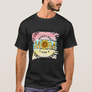 Best Friend World's Best Mom Floral Half Leopard S T-Shirt