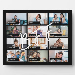 Best friends 12 photo template collage BFF script Plaque
