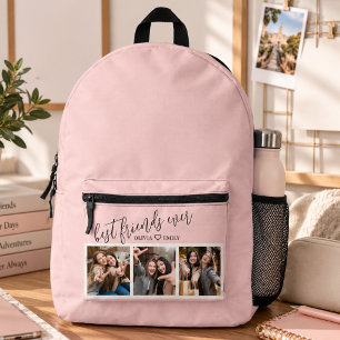 Best Friends 3 Photo Collage Keepsake Blush Pink Printed Backpack