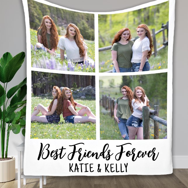 Best Friends 4 Photo Collage Fleece Blanket (Creator Uploaded)