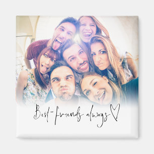Best Friends Always Modern Heart Script Photo Magnet