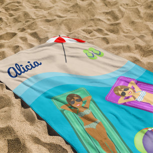 Best Friends At The Beach Beach Towel