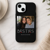 Best Friends Bestie Heart Typography Black Photo