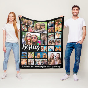 Best Friends BESTIES 23 Photo Collage Custom Fleece Blanket