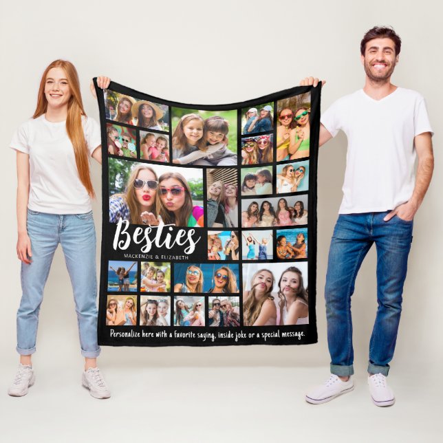 Best Friends BESTIES 23 Photo Collage Custom Fleece Blanket (In Situ)