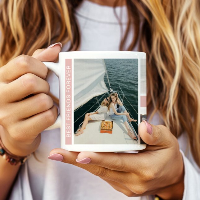 Best Friends Besties 6 Photo Collage Coffee Mug (Create your own Best Friends Photo Collage Mug by MINTIC DESIGN STUDIO)