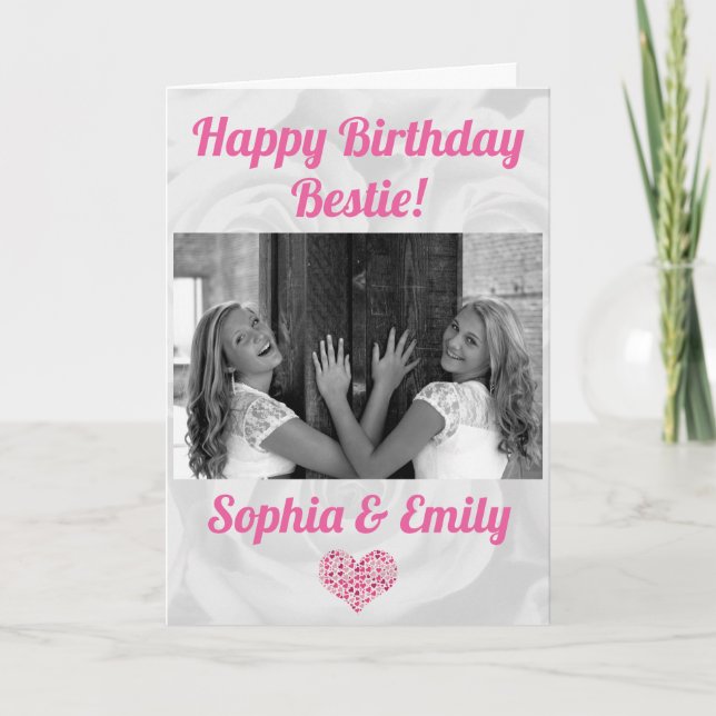 Best Friends Besties BFF Birthday Add Photo Names  Card (Front)