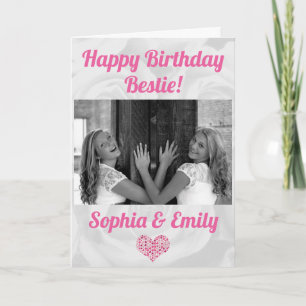 Best Friends Besties BFF Birthday Add Photo Names  Card