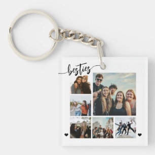 Best friends besties photo collage keychain