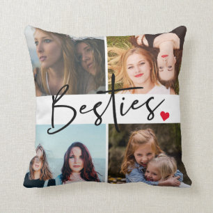 Best Friends Besties Photo Collage Throw Pillow