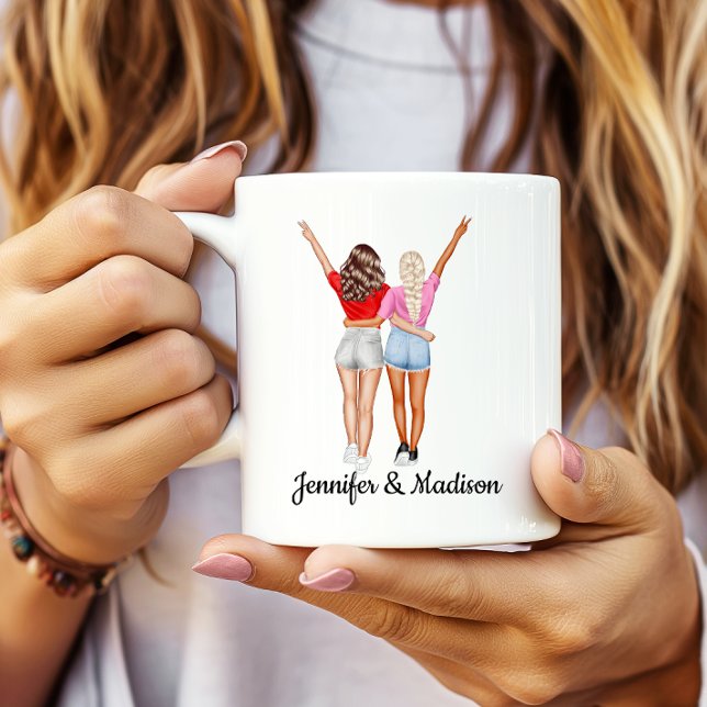 Best Friends BFF Besties Friendship Custom Name Coffee Mug (Creator Uploaded)