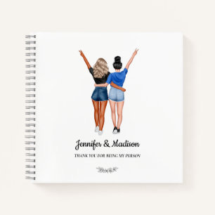 Best Friends BFF Besties Friendship Custom Name Notebook