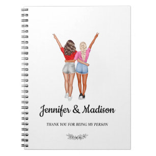 Best Friends BFF Besties Friendship Custom Name Notebook