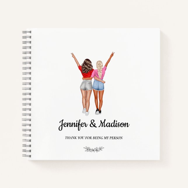 Best Friends BFF Besties Friendship Custom Name Notebook (Front)