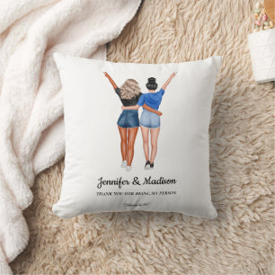 Best Friends BFF Besties Friendship Custom Name Throw Pillow