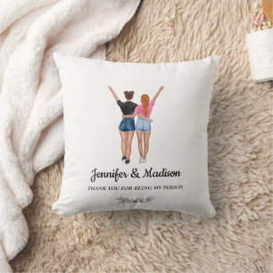 Best Friends BFF Besties Friendship Custom Name Throw Pillow