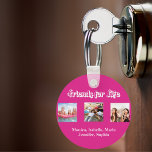 Best friends BFF photo names hot pink white Keychain<br><div class="desc">A gift for your best friend(s) for birthdays,  Christmas or a special event. White text: Friends for life,  written with a trendy style script. Personalize and use your own photos and names.  A girly hot pink background.</div>