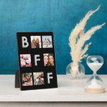 Best friends black silver photo collage BFF  Plaque<br><div class="desc">A unique gift for your best friend(s) celebrating your life together with a collage of 6 of your own photos,  pictures. A classic black background.  The letters BFF are written in faux silver with a balloon style font.</div>