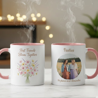 Best Friends Bloom Together Floral Birthday Gift Mug