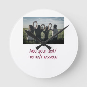 best friends bridesmaid bride girly photo pin text round clock
