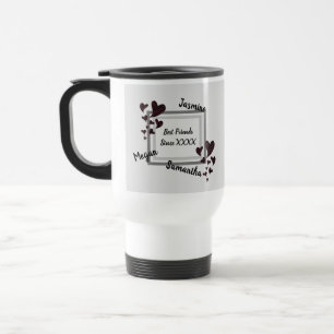 Best Friends Bright Red Heart Long Friendship Travel Mug