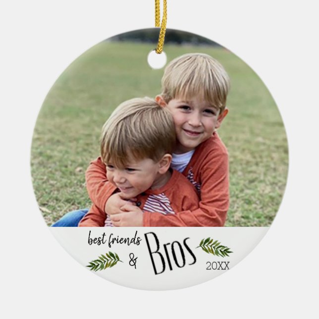Best Friends & BROS Photo Christmas Ornament (Front)