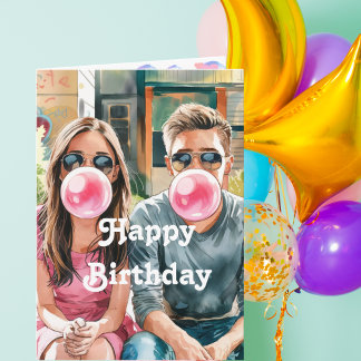 Best Friends & Bubbles,Watercolor, Fun Birthday Card