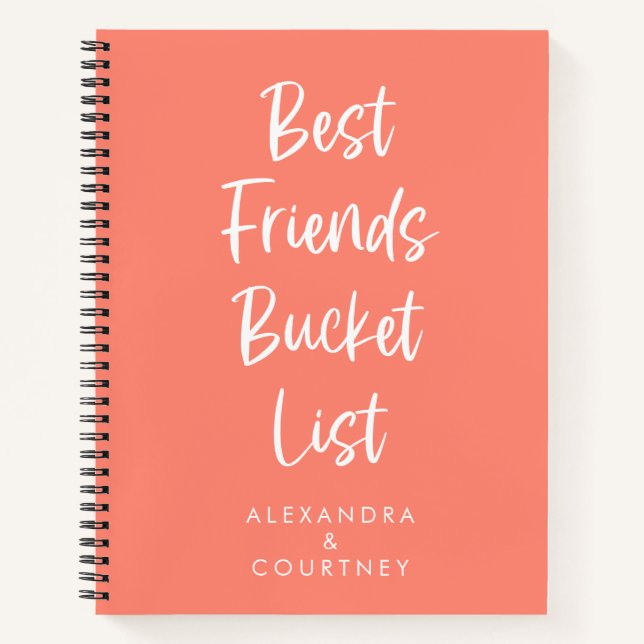 Best Friends Bucket List Personalized Coral Name Notebook (Front)