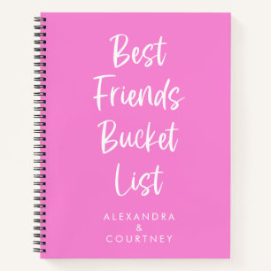 Best Friends Bucket List Personalized Girly Pink Notebook