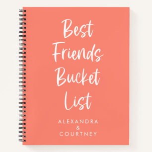 Best Friends Bucket List Personalized Peach Coral Notebook