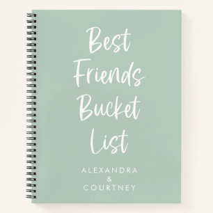 Best Friends Bucket List Personalized Sage Green Notebook