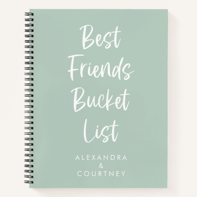 Best Friends Bucket List Personalized Sage Green Notebook (Front)