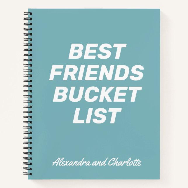 Best Friends Bucket List Simple Personalized Blue Notebook (Front)