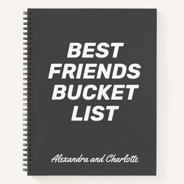 Best Friends Bucket List Simple Personalized Names Notebook (Front)