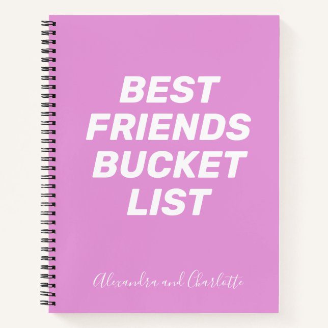Best Friends Bucket List Simple Personalized Pink Notebook (Front)