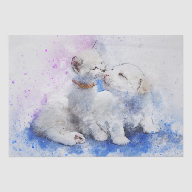 Best Friends Cat and Dog Decoupage Tissue Paper (Front)