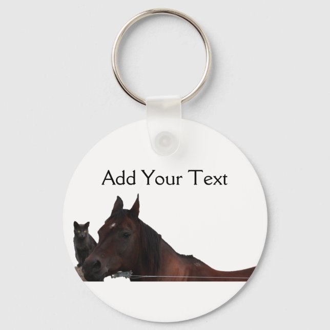 Best Friends Cat and Horse Cuddle Up Keychain (Front)