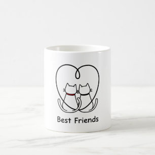 Best Friends Cats Heart Tail Coffee Mug