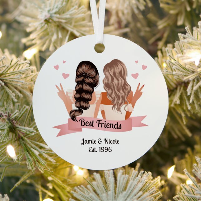 Best Friends Christmas Metal Circle Ornament (Insitu)