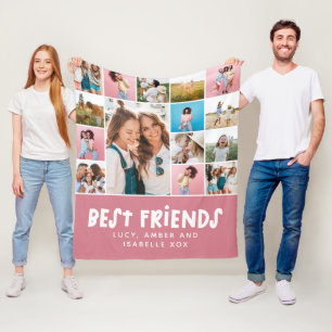 Best friends colourful 15 photo modern minimal fleece blanket