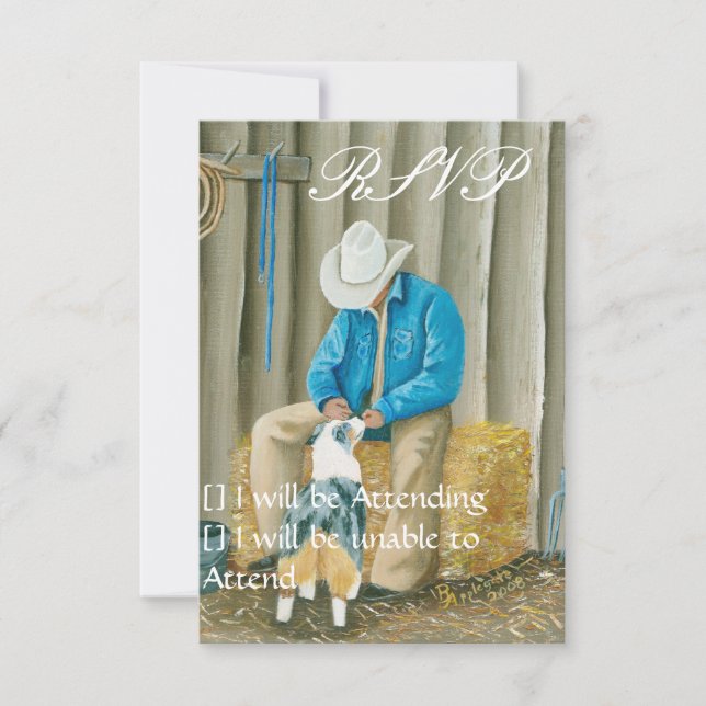Best Friends ~ Cowboy & Australian Shepherd RSVP Card (Front)