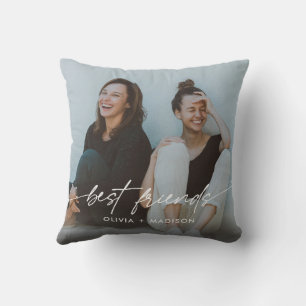 Best Friends Create Your Own Photo Modern Script Throw Pillow